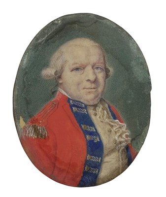 Lot 46 - ENGLISH 19TH CENTURY SCHOOL - IVORY MINIATURE PORTRAIT OF COLONEL G E HARLEY