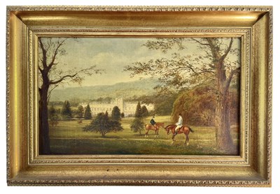 Lot 398 - HENRY HARRIS (1852-1926) - VIEW OF COUNTRY ESTATE - OIL ON CANVAS PAINTING