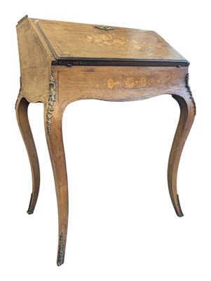 Lot 762 - FRENCH 19TH CENTURY MARQUETRY INLAID MAHOGANY LADIES' BUREAU DESK