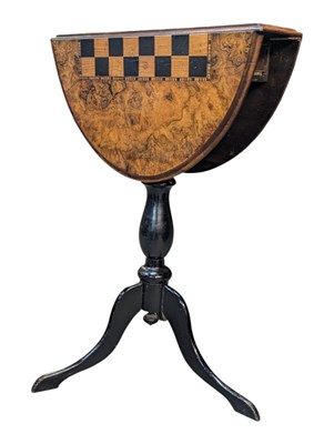 Lot 749 - 19TH CENTURY PARQUETRY INLAID BURR WALNUT & EBONISED TILT TOP SIDE TABLE