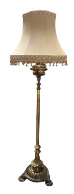 Lot 413 - VICTORIAN 19TH CENTURY BRASS CONVERTED OIL FLOOR STANDARD LAMP