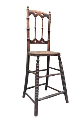 Lot 508 - 19TH CENTURY CARVED MAHOGANY & CANE SEAT CHILDREN'S CORRECTIONAL CHAIR