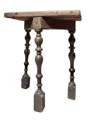 Lot 551 - 17TH CENTURY OAK THREE LEGGED JOINT STOOL