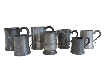 Lot 308 - COLLECTION OF 18TH & 19TH CENTURY METAL PEWTER TANKARDS