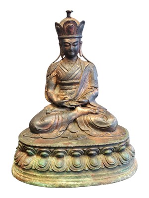 Lot 313 - 19TH CENTURY TIBETAN BRONZE BUDDHA FIGURE