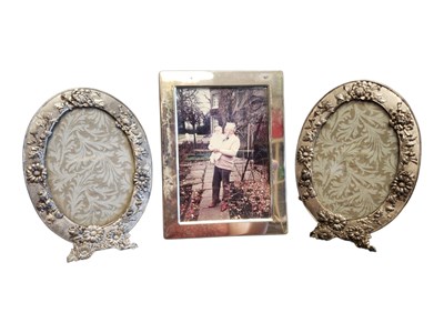 Lot 336 - A PAIR OF 20TH CENTURY JAPANESE SILVER METAL PHOTO FRAMES & ANOTHER EXAMPLE
