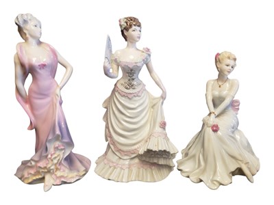 Lot 96 - COALPORT - THREE LATE 20TH CENTURY FINE BONE CHINA LADY FIGURES