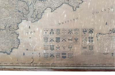 Lot 300 - THOMAS MARTYN - NEW & ACCURATE MAP OF CORNWALL - 1784 W. FADE LINEN BACK MAP