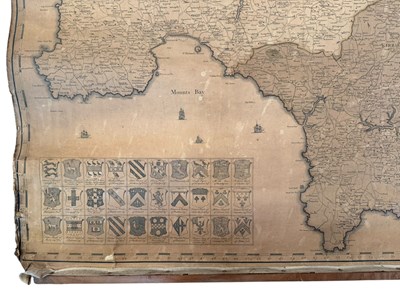 Lot 300 - THOMAS MARTYN - NEW & ACCURATE MAP OF CORNWALL - 1784 W. FADE LINEN BACK MAP
