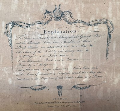 Lot 300 - THOMAS MARTYN - NEW & ACCURATE MAP OF CORNWALL - 1784 W. FADE LINEN BACK MAP