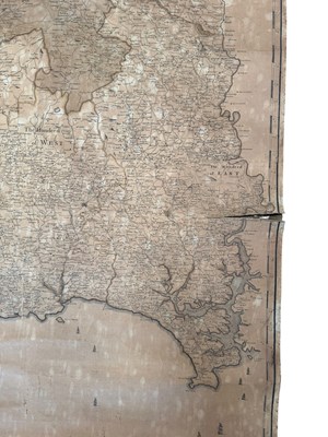 Lot 300 - THOMAS MARTYN - NEW & ACCURATE MAP OF CORNWALL - 1784 W. FADE LINEN BACK MAP