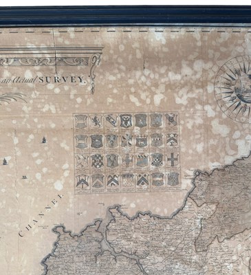 Lot 300 - THOMAS MARTYN - NEW & ACCURATE MAP OF CORNWALL - 1784 W. FADE LINEN BACK MAP