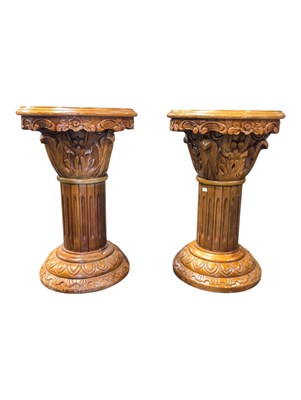 Lot 779 - PAIR OF MID CENTURY MARBLE & YEW WOOD SIDE TABLES