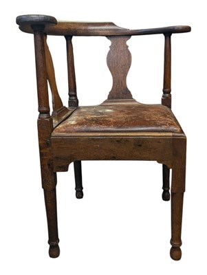 Lot 748 - 19TH CENTURY GEORGE III MAHOGANY & LEATHER CORNER ARMCHAIR
