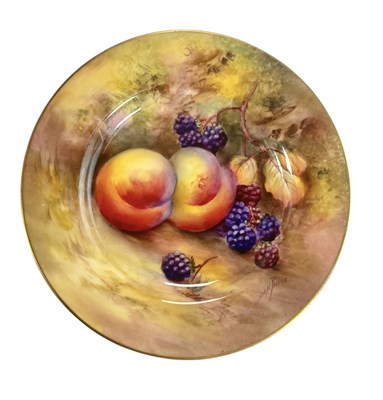 Lot 38 - HORACE H PRICE FOR ROYAL WORCESTER - HANDPAINTED PORCELAIN FALLEN FRUIT PLATE