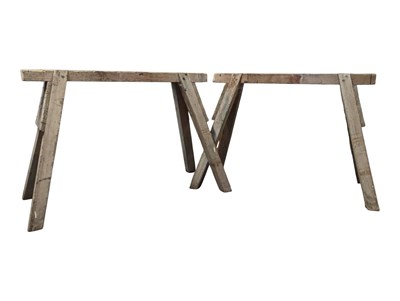 Lot 775 - PAIR OF VINTAGE 20TH CENTURY PINE TRESTLE LEGS SUPPORTS