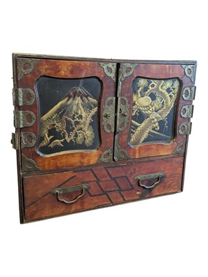 Lot 343 - 19TH CENTURY JAPANESE MEIJI PERIOD PARQUETRY TABLE CABINET