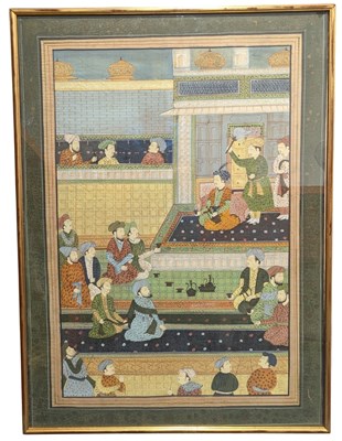 Lot 169 - LARGE 19TH CENTURY INDIAN GOUACHE WATERCOLOUR PAINTING ON COTTON