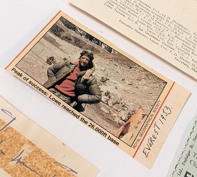 Lot 10 - 1953 BRITISH MOUNT EVEREST EXPEDITION - ALBUM OF AUTOGRAPHS + PROVENANCE