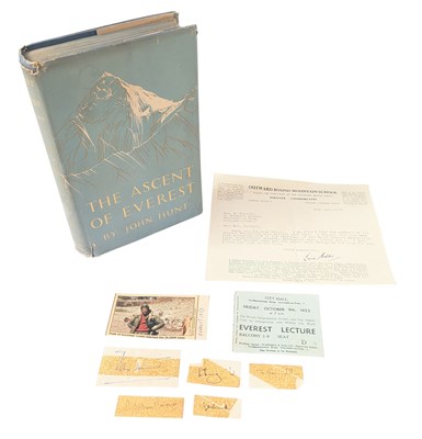 Lot 10 - 1953 BRITISH MOUNT EVEREST EXPEDITION - ALBUM OF AUTOGRAPHS + PROVENANCE
