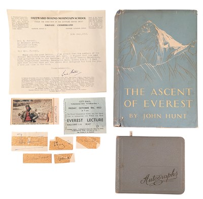 Lot 10 - 1953 BRITISH MOUNT EVEREST EXPEDITION - ALBUM OF AUTOGRAPHS + PROVENANCE
