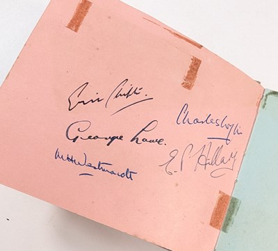 Lot 10 - 1953 BRITISH MOUNT EVEREST EXPEDITION - ALBUM OF AUTOGRAPHS + PROVENANCE