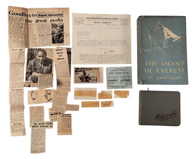 Lot 10 - 1953 BRITISH MOUNT EVEREST EXPEDITION - ALBUM OF AUTOGRAPHS + PROVENANCE