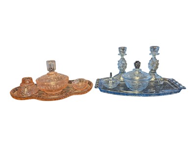 Lot 108 - TWO 20TH CENTURY ART DECO GLASS DRESSING TABLE SETS
