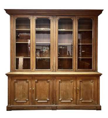 Lot 532 - LARGE 19TH CENTURY VICTORIAN SOLID OAK LIBRARY BOOKCASE