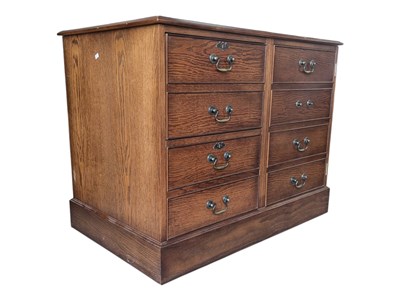 Lot 731 - MODERN OAK DUAL OFFICE BANK CHEST OF DRAWERS