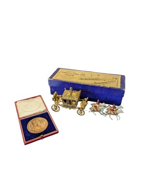 Lot 364 - 1902 KING EDWARD VII CORONATION MEDAL & JOHILLCO MINIATURE CORONATION COACH