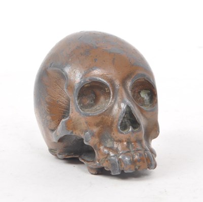 Lot 212 - VINTAGE 20TH CENTURY BRONZED METAL CAST SKULL