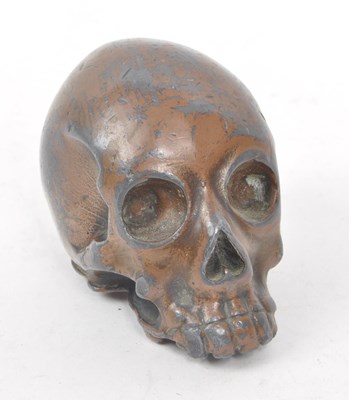 Lot 212 - VINTAGE 20TH CENTURY BRONZED METAL CAST SKULL