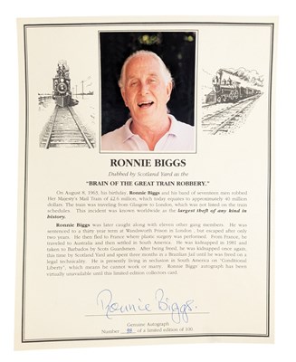 Lot 85 - THE GREAT TRAIN ROBBERY - RONNIE BIGGS AUTOGRAPHED PHOTO