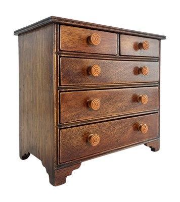 Lot 43 - 19TH CENTURY MAHOGANY APPRENTICE PIECE MINIATURE CHEST OF DRAWERS