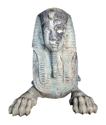 Lot 264 - IMPRESSIVE CAST METAL GARDEN OUTDOOR SCULPTURE OF EGYPTIAN SPHINX