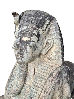 Lot 264 - IMPRESSIVE CAST METAL GARDEN OUTDOOR SCULPTURE OF EGYPTIAN SPHINX