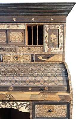 Lot 288 - JAPANESE HAKONE MEIJI LATE 19TH / EARLY 20TH CENTURY YOSEGI ZAIKU MARQUETRY BUREAU