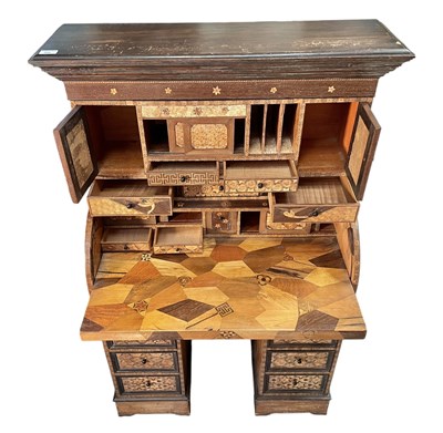 Lot 288 - JAPANESE HAKONE MEIJI LATE 19TH / EARLY 20TH CENTURY YOSEGI ZAIKU MARQUETRY BUREAU