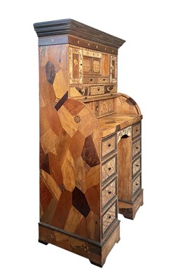 Lot 288 - JAPANESE HAKONE MEIJI LATE 19TH / EARLY 20TH CENTURY YOSEGI ZAIKU MARQUETRY BUREAU