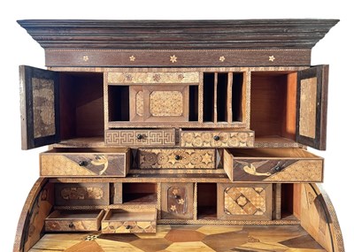 Lot 288 - JAPANESE HAKONE MEIJI LATE 19TH / EARLY 20TH CENTURY YOSEGI ZAIKU MARQUETRY BUREAU