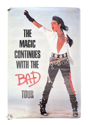 Lot 123 - MUSIC - LARGE POSTER OF MICHAEL JACKSON - THE MAGIC CONTINUES WITH THE BAD TOUR