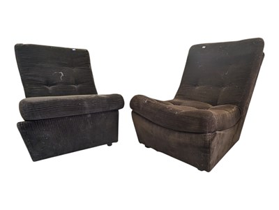 Lot 682 - PAIR OF 1970S HABITAT BROWN CORDUROY SCOOP CHAIRS