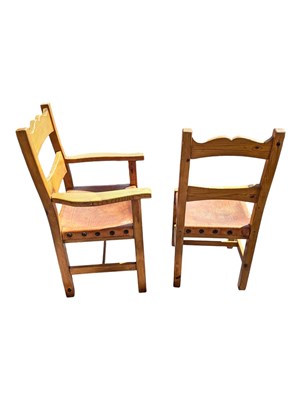 Lot 986 - 20TH CENTURY PINE GOTHIC REVIVAL TABLE & CHAIRS