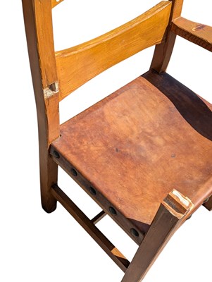 Lot 986 - 20TH CENTURY PINE GOTHIC REVIVAL TABLE & CHAIRS