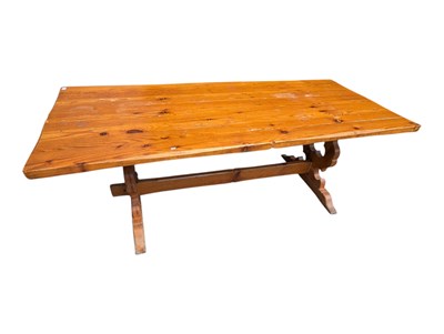 Lot 986 - 20TH CENTURY PINE GOTHIC REVIVAL TABLE & CHAIRS