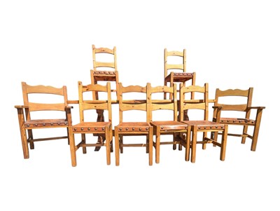 Lot 986 - 20TH CENTURY PINE GOTHIC REVIVAL TABLE & CHAIRS