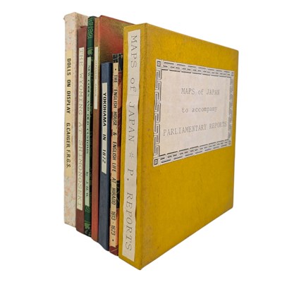 Lot 163 - SELECTION OF BOOKS ON JAPANESE HISTORY AND CULTURE, TO INCLUDE MAPS - IN ORNATE BINDINGS/BOXES