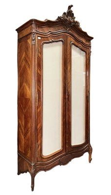 Lot 617 - FRENCH LOUIS XV INSPIRED MAHOGANY MARQUETRY ARMOIRE