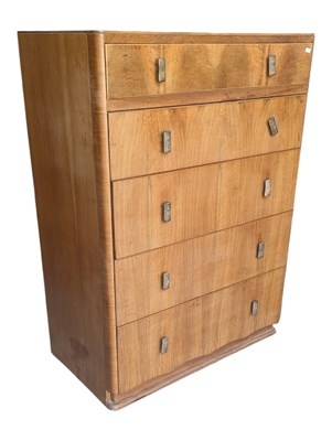 Lot 653 - 1930S ART DECO WALNUT CHEST OF DRAWERS